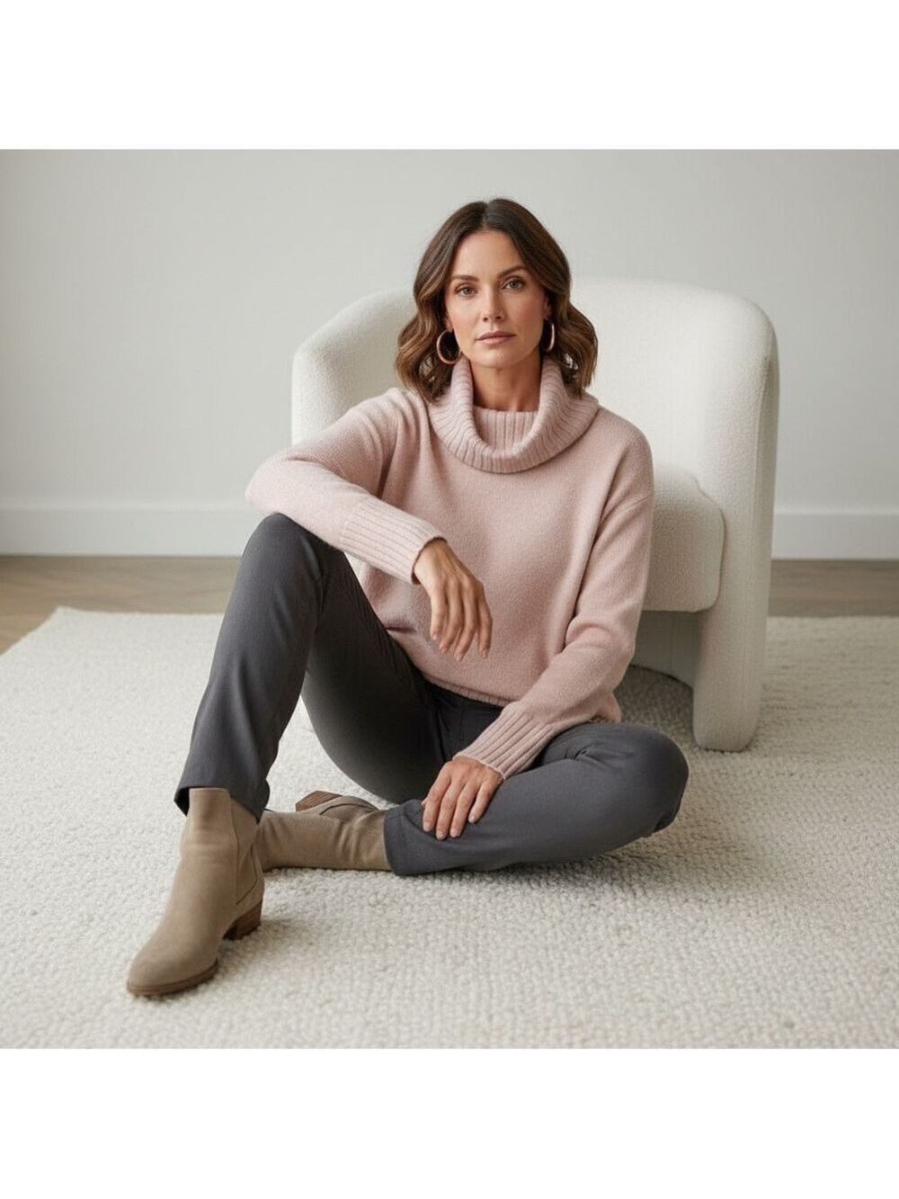 Laundry Shelli Segal Sweater Pink Wide Sleeve Turtleneck Oversized Womens Medium